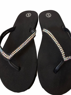 Christine Alexander Swarovski  crystal flip flops women size 10.5 new condition.